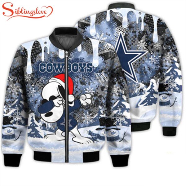 NFL Dallas Cowboys Snoopy The Peanuts Merry Christmas 3D Bomber Jacket