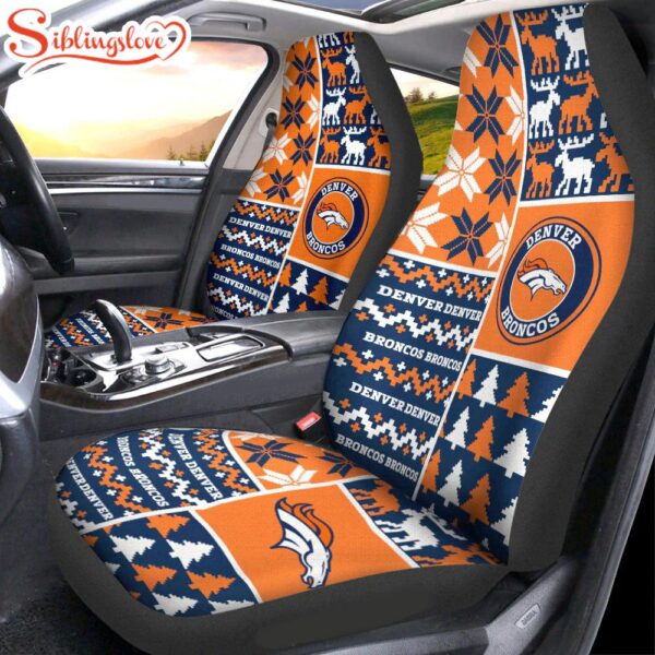 NFL Denver Broncos Ugly Christmas Car Seat Covers