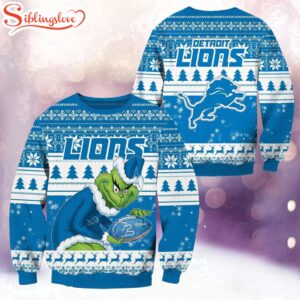 NFL Detroit Lions Football Grinch Christmas Ugly Sweater