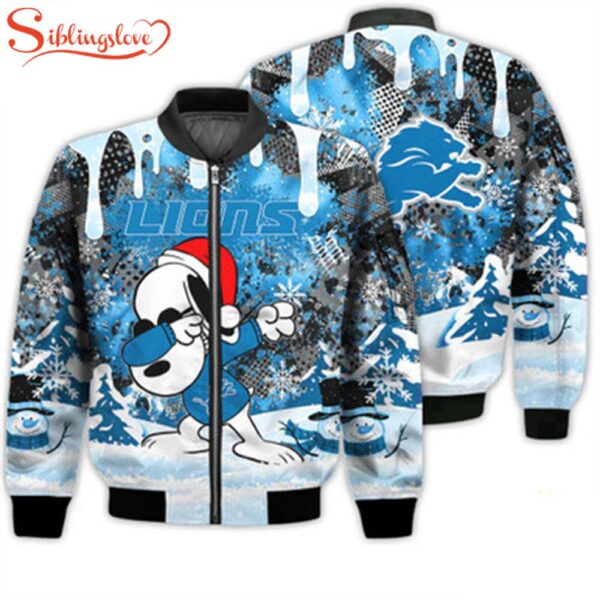 NFL Detroit Lions Snoopy The Peanuts Merry Christmas 3D Bomber Jacket