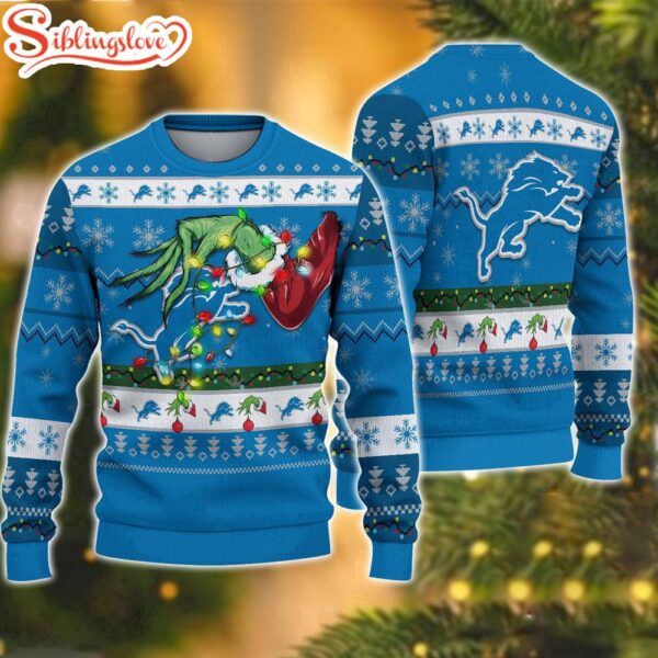 NFL Detroit Lions Special Grinch’s Hand Football Christmas Ugly Sweater