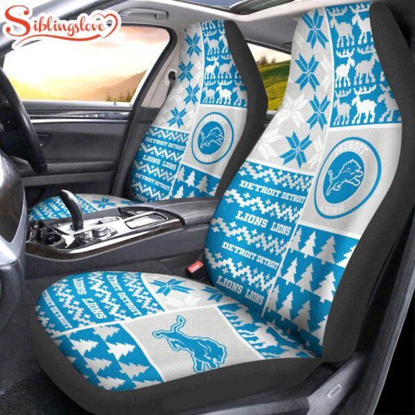 NFL Detroit Lions Ugly Christmas Car Seat Covers