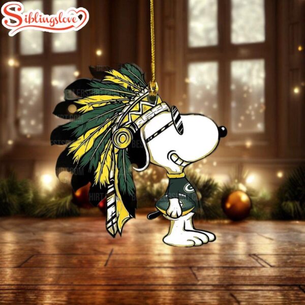 NFL Green Bay Packers Football Snoopy Dog Christmas Ornament Hanging Decor