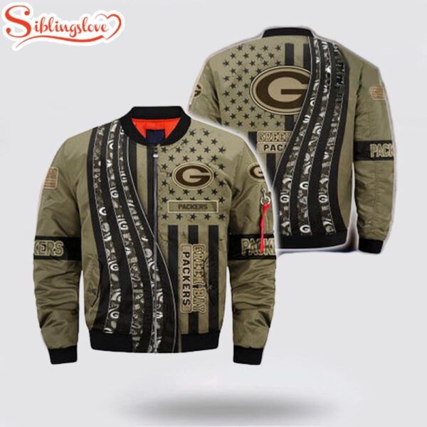 NFL Green Bay Packers Veteran Camo Bomber Jacket Gift For Fans