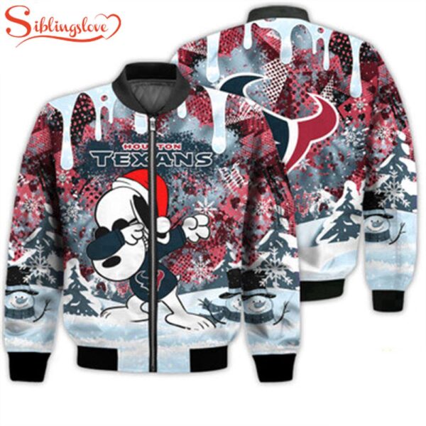 NFL Houston Texans Snoopy The Peanuts Merry Christmas 3D Bomber Jacket