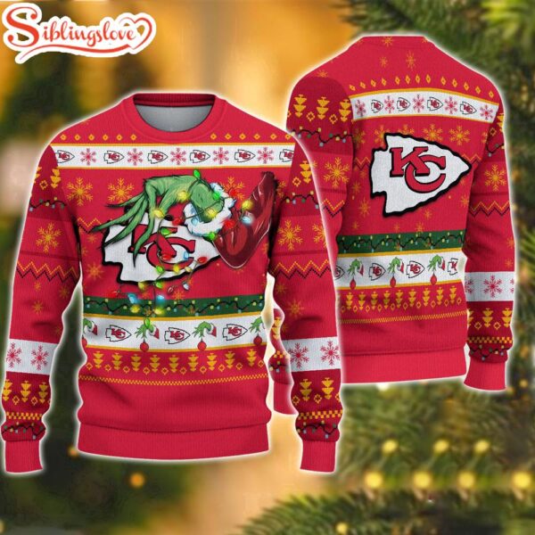 NFL Kansas City Chiefs Special Grinch’s Hand Football Christmas Ugly Sweater