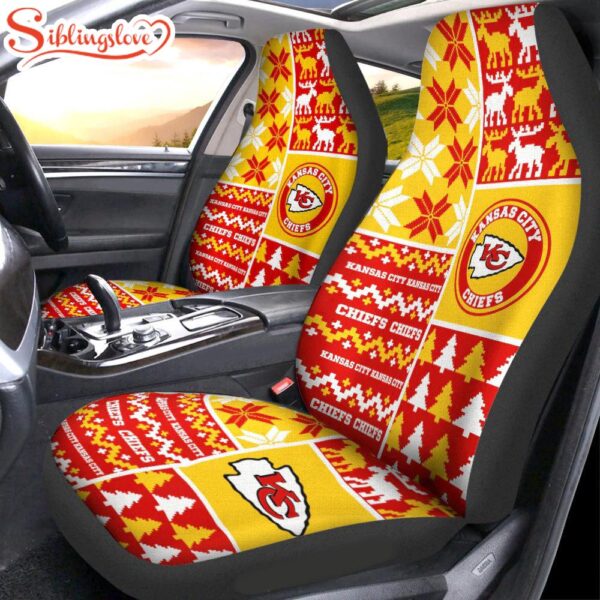 NFL Kansas City Chiefs Ugly Christmas Car Seat Covers