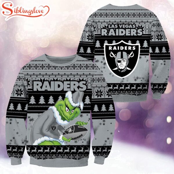 NFL Las Vegas Raiders Football Grinch Christmas Ugly Sweater