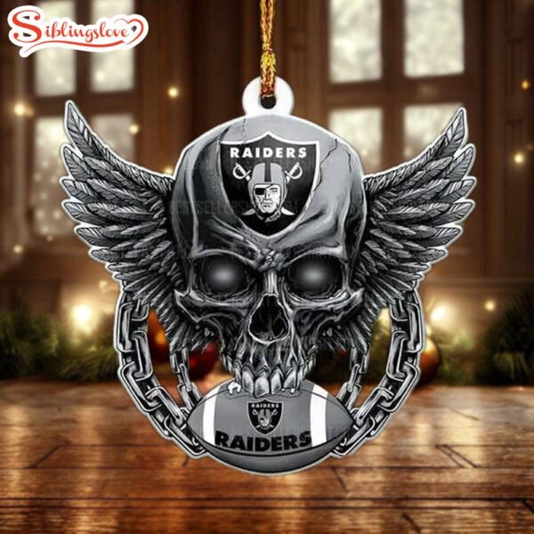 NFL Las Vegas Raiders Football Skull Christmas Ornament Hanging Decor