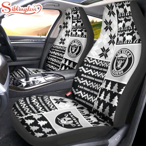 NFL Las Vegas Raiders Ugly Christmas Car Seat Covers