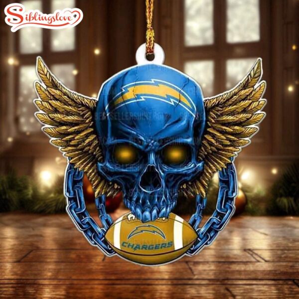 NFL Los Angeles Chargers Football Skull Christmas Ornament Hanging Decor