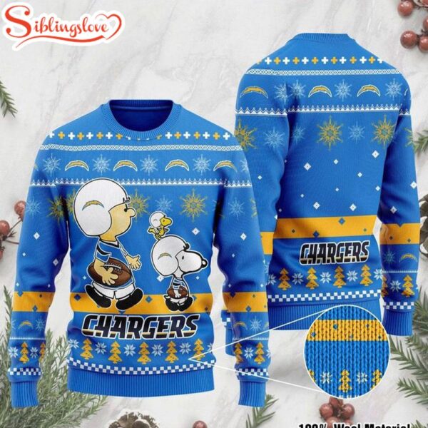 NFL Los Angeles Chargers Funny Charlie Brown Peanuts Snoopy Ugly Christmas Sweater