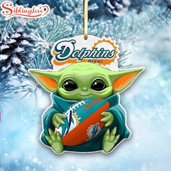 NFL Miami Dolphins Baby Yoda Star Wars Christmas Tree Ornament Decoration