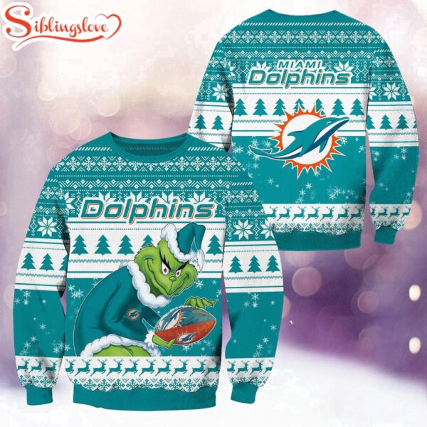 NFL Miami Dolphins Football Grinch Christmas Ugly Sweater