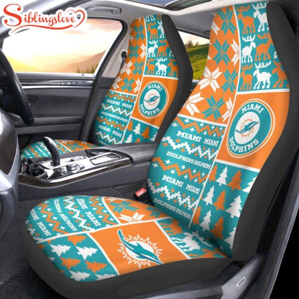 NFL Miami Dolphins Ugly Christmas Car Seat Covers