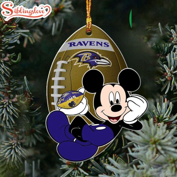 NFL Mickey Mouse Baltimore Ravens Flat Christmas Ornament