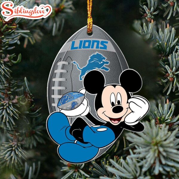 NFL Mickey Mouse Detroit Lions Flat Christmas Ornament