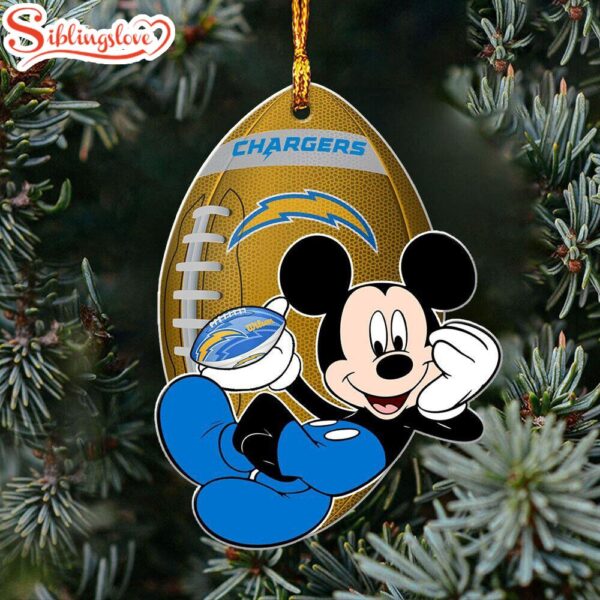 NFL Mickey Mouse Los Angeles Chargers Flat Christmas Ornament