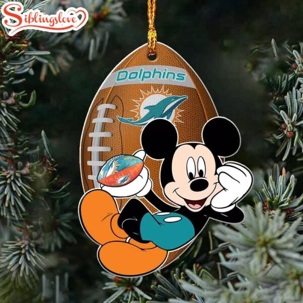 NFL Mickey Mouse Miami Dolphins Flat Christmas Ornament