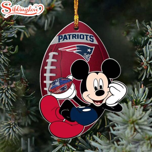 NFL Mickey Mouse New England Patriots Flat Christmas Ornament