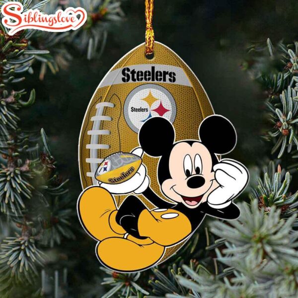 NFL Mickey Mouse Pittsburgh Steelers Flat Christmas Ornament