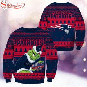 NFL New England Patriots Football Grinch Christmas Ugly Sweater