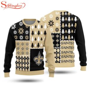 NFL New Orleans Saints Christmas Pine Trees Pattern 3D Sweater For Fans