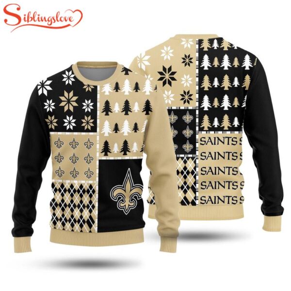 NFL New Orleans Saints Christmas Pine Trees All Over Print Sweater