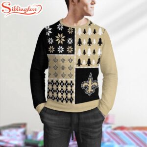 NFL New Orleans Saints Christmas Pine Trees Pattern 3D Sweater For Fans