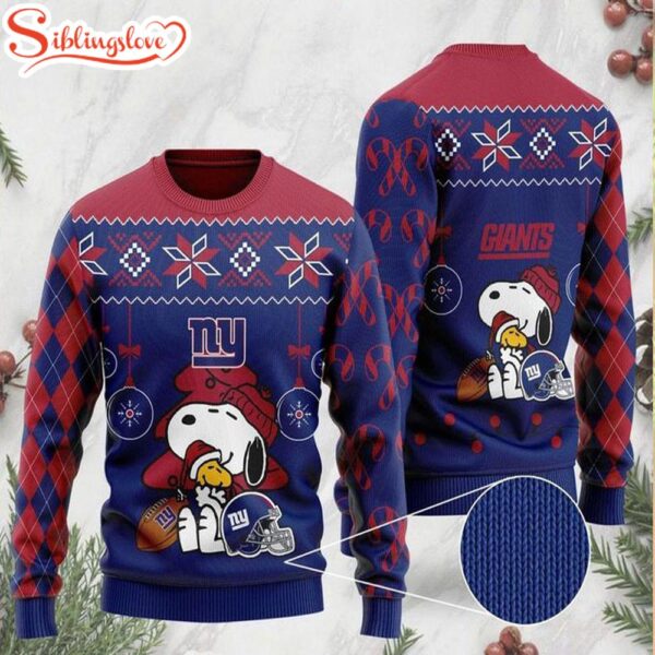 NFL New York Giants Funny Charlie Brown Peanuts Snoopy Ugly Christmas Sweater