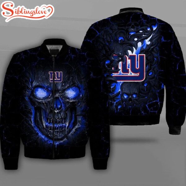 NFL New York Giants Lava Skull All Over Print Bomber Jacket