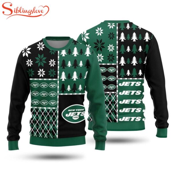 NFL New York Jets Christmas Pine Trees All Over Print Sweater