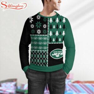 NFL New York Jets Christmas Pine Trees Pattern 3D Sweater For Fans