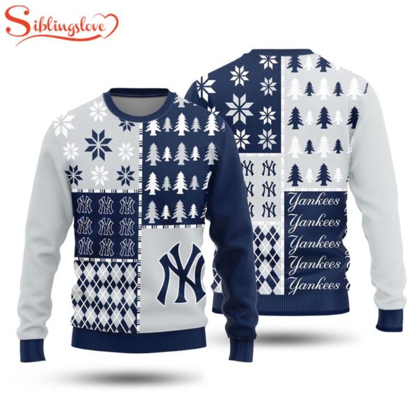 NFL New York Yankees Christmas Pine Trees All Over Print Sweater