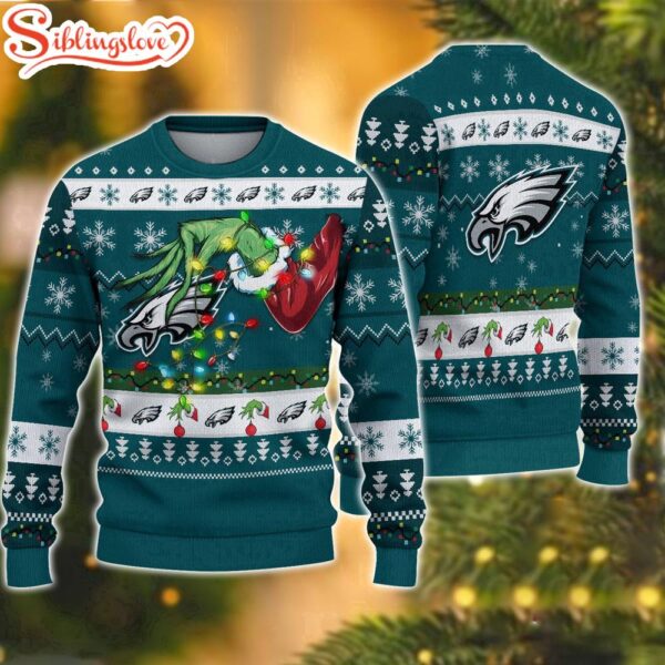 NFL Philadelphia Eagles Special Grinch’s Hand Football Christmas Ugly Sweater