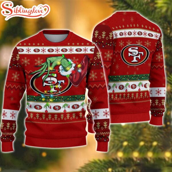 NFL San Francisco 49ers Special Grinch’s Hand Football Christmas Ugly Sweater