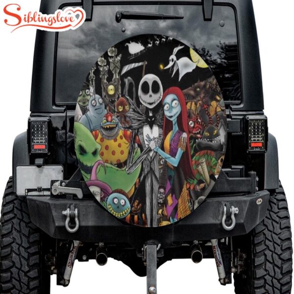 Nightmare Before Christmas Jack Sally And Friends Car Cartoon Spare Car Tire Cover Decor