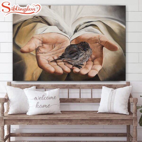 Not One Shall Be Forgotten Bird In The Hand Of God Canvas Wall Art