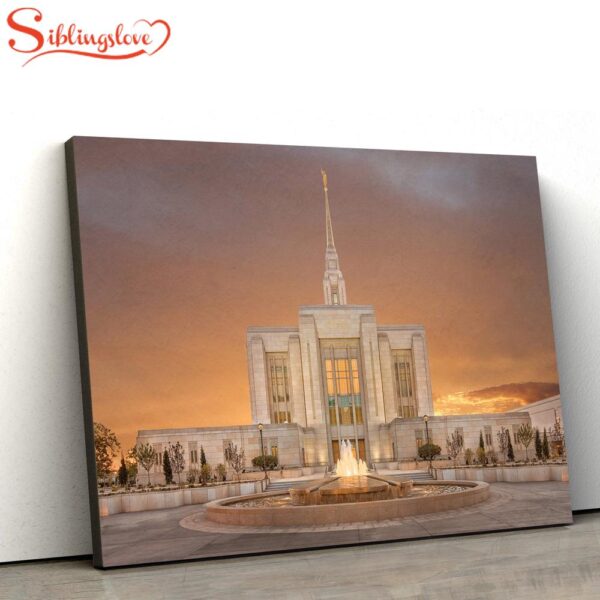 Ogden Temple Sunset Canvas Wall Art Jesus Christ Picture Canvas Christian Wall Art