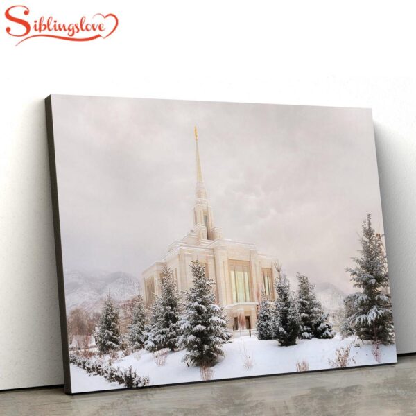 Ogden Temple Winter Clouds Canvas Wall Art Jesus Christ Picture Canvas Christian Wall Art