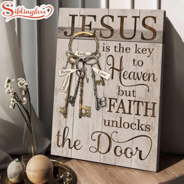 Old Keys Vintage Door Jesus Is The Key To Heaven Canvas Wall Art