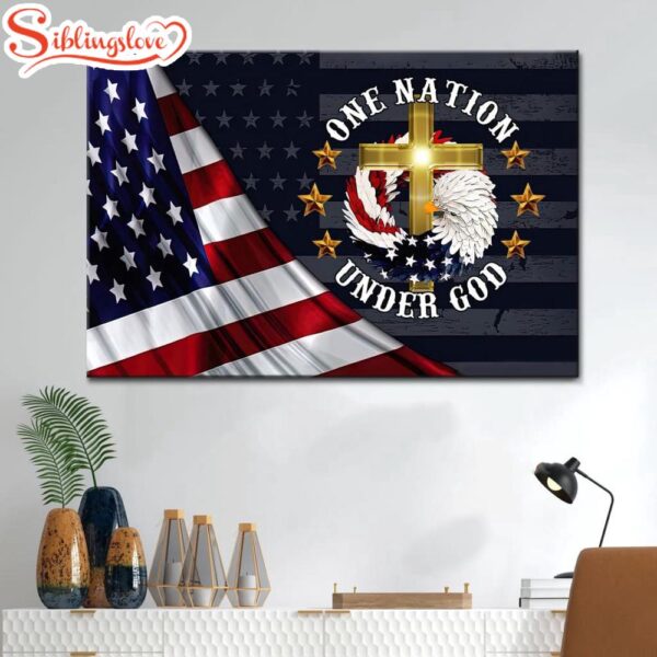 One Nation Under God American Flag Christian Wall Art Canvas Print Religious Wall Decor