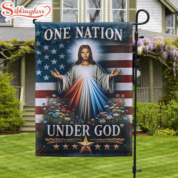 One Nation Under God Jesus Garden House Flag Gift For God Lovers