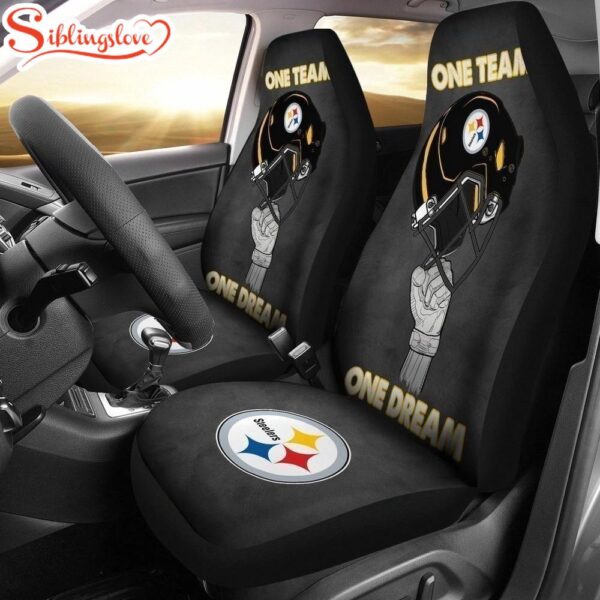 One Team One Dream Steelers Car Seat Covers For Football Fan Gift