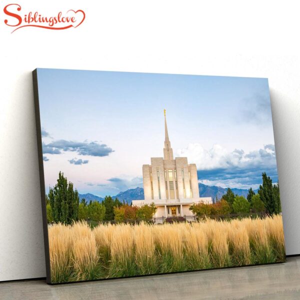 Oquirrh Mountain Utah Temple Fall Colors Canvas Wall Art Jesus Christ Picture Canvas