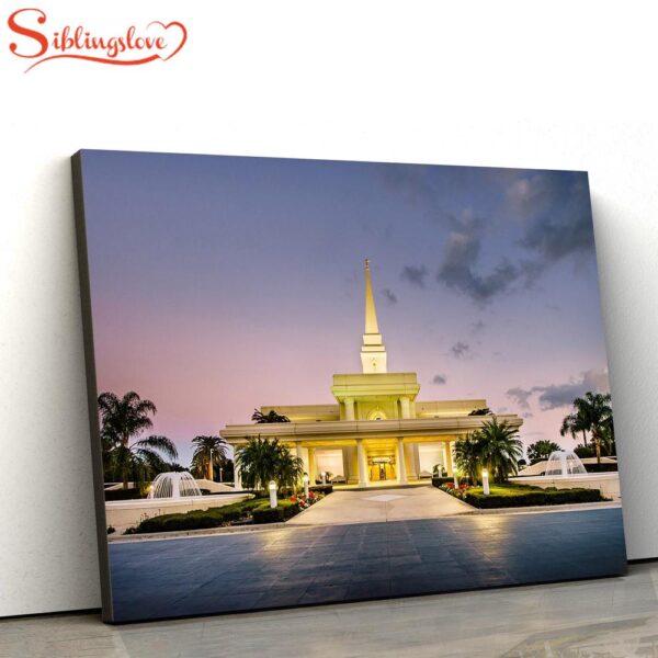 Orlando Temple At Dusk Canvas Wall Art Jesus Christ Picture Canvas Christian Wall Art