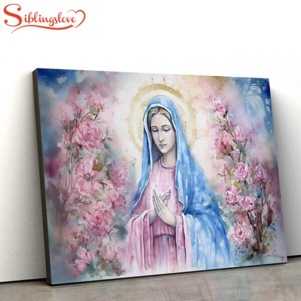 Painting Of The Lady In A Garden With Pink Flowers Jesus Canvas Pictures