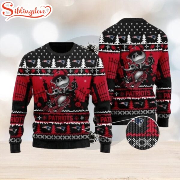 Patriots Jack Skellington Halloween Knitted Ugly Christmas Sweater