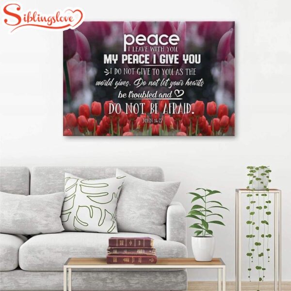 Peace I Leave With You John 1427 Bible Verse Wall Art Canvas Religious Wall Decor