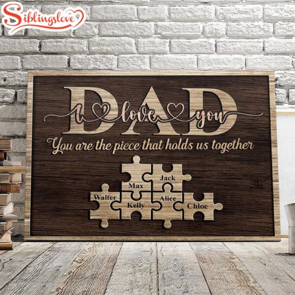 Personalized Canvas For Dad Custom Puzzle Canvas Dad Wall Art Puzzle Sign Canvas Birthday